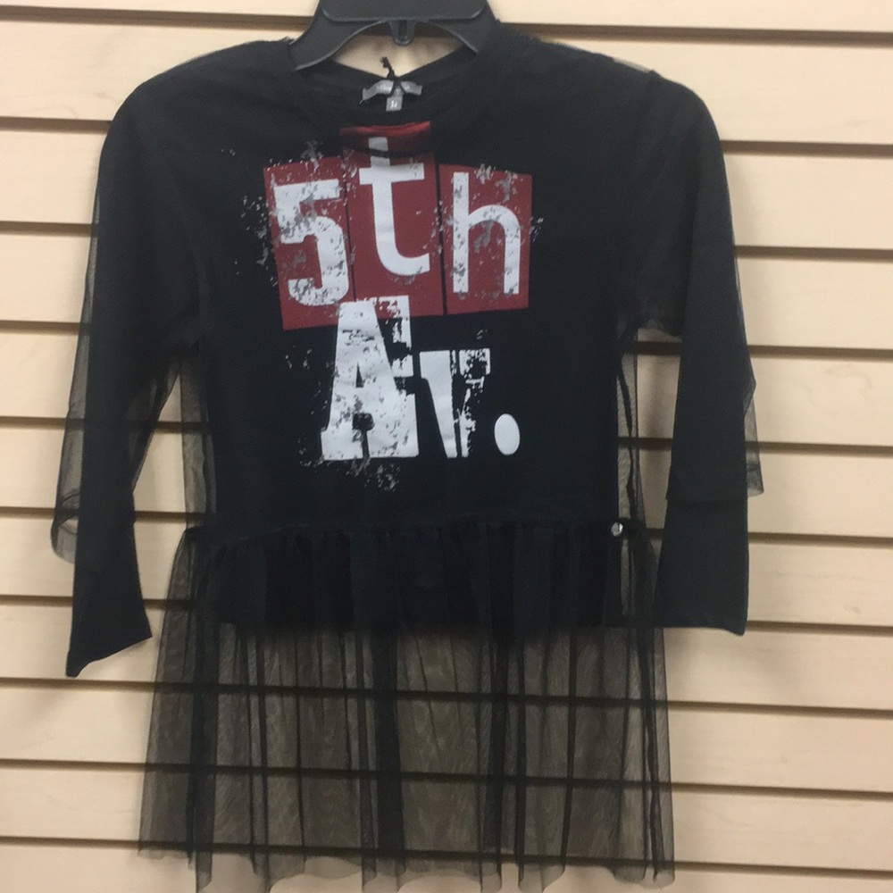 Girls double layer graphic long sleeve top
